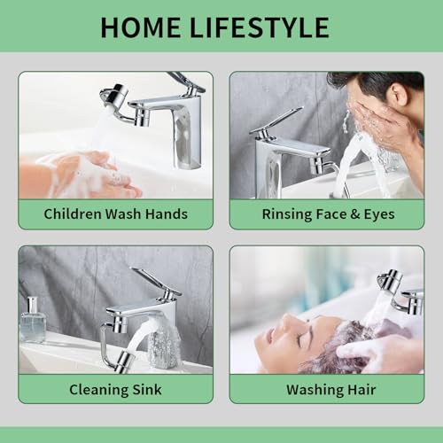 SELLO 1080° Rotating Faucet Extender for Bathroom Sink, Sink Water Faucet Aerator with Brass Extension, Sink Extender with Adjustable Swivel Arm, Fit to Faucet Threads G1/2, 15/16”, and 55/64” - Image 4