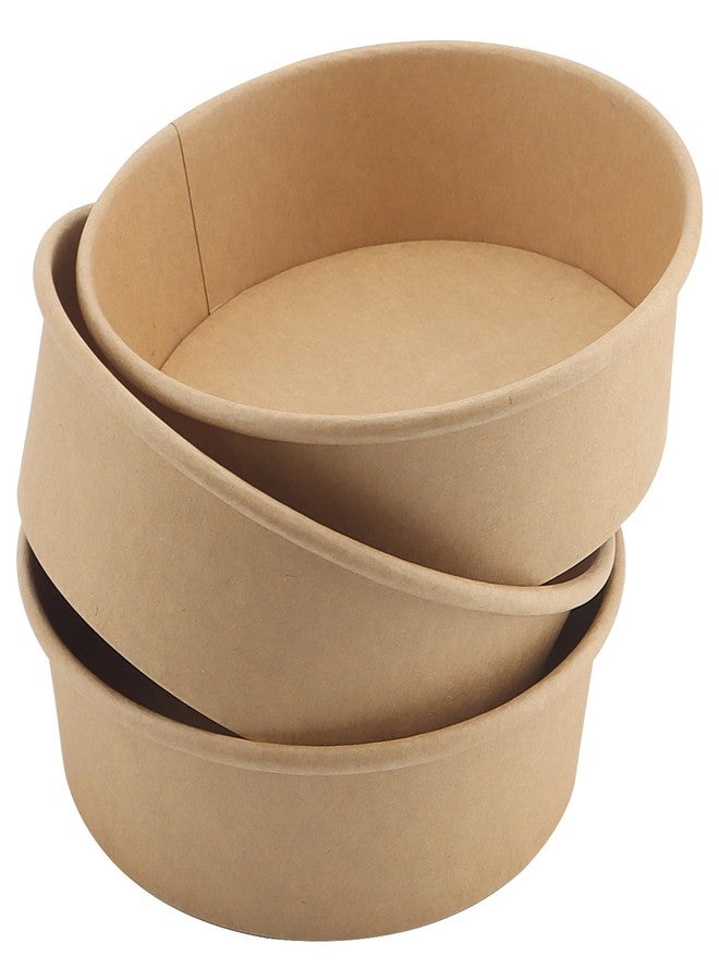 SINJEUN عبوة 60 من أطباق الورق الكرافت سعة 17 أونصة مع أغطية شفافة، أطباق ورقية قابلة للتصرف، حاويات طعام من الورق البني، أطباق حساء لمستلزمات الحفلات والمطاعم للطعام الساخن/البارد، الحساء، الآيس كريم، الطلبات الخارجية - Image 4