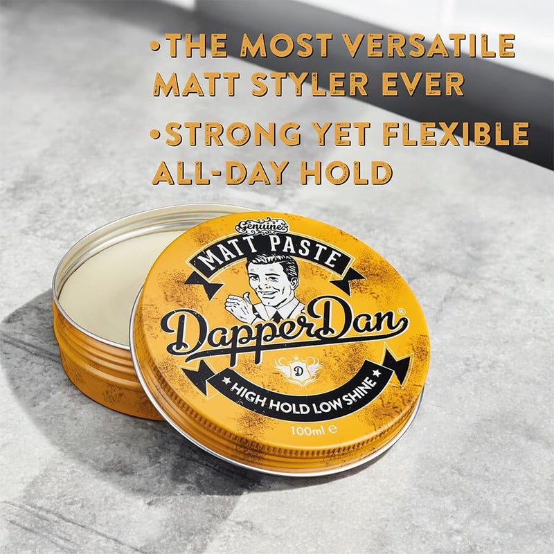 Dapper Dan Matt Paste, High Hold Low Shine Hair Paste for Men, Versatile Hair Product with Flexible Hold for All Styles, Vintage Cologne Fragrance, 2 x 100ml - Image 3
