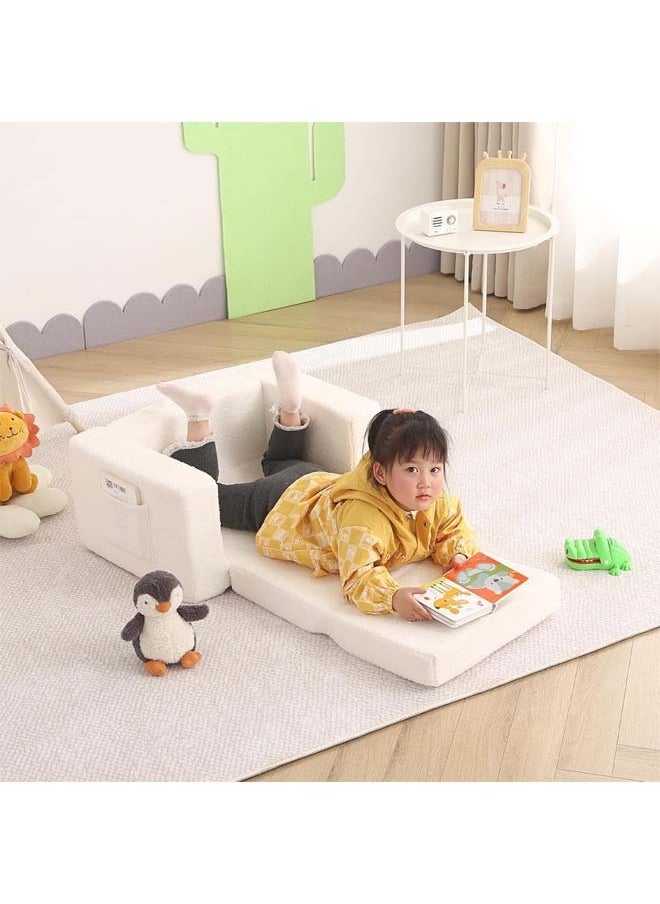 L&E Kids Couch for Toddler, 2-in-1 Toddler Soft Couch - Kids Chairs Convertible Sofa to Lounger, Easily Folds Out Into a Soft Baby Couch for Napping - Modern Fold(Grey)  - Image 2