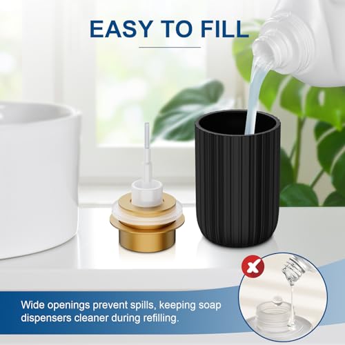 Dlirho Ceramic Foaming Soap Dispenser, 12 oz Bathroom Foam Hand Soap Dispenser, Refillable Lotion Soap Dispenser with Removable Pump for Kitchen Hand Wash Dispenser, Modern Home Decor (Black) - Image 2