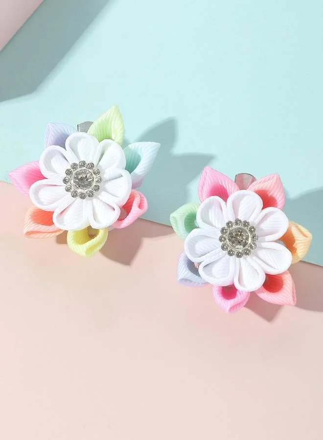 Pack of 2 - Girls Multi-Color Floral Hair Clips