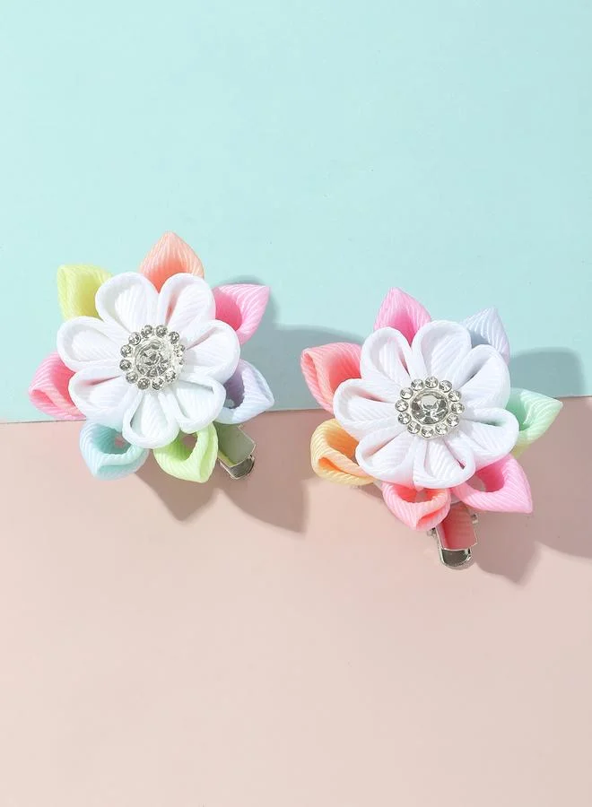 Take Two  Pack of 2 - Girls Multi-Color Floral Hair Clips for Women | Best Price UAE