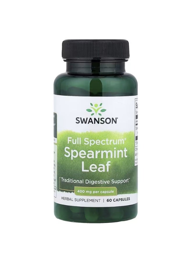 سوانسون أوراق النعناع السنبلي كاملة الطيف ، 400 ملجم ، 60 كبسولة