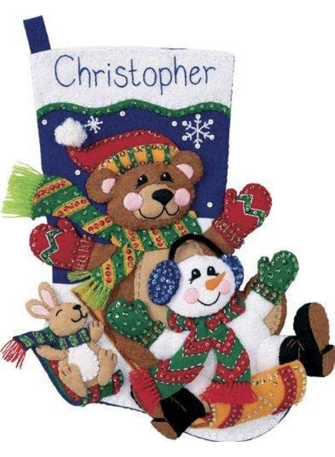 Dimensions Toboggan Wool Felt Christmas Stocking Kit, 18'' Long