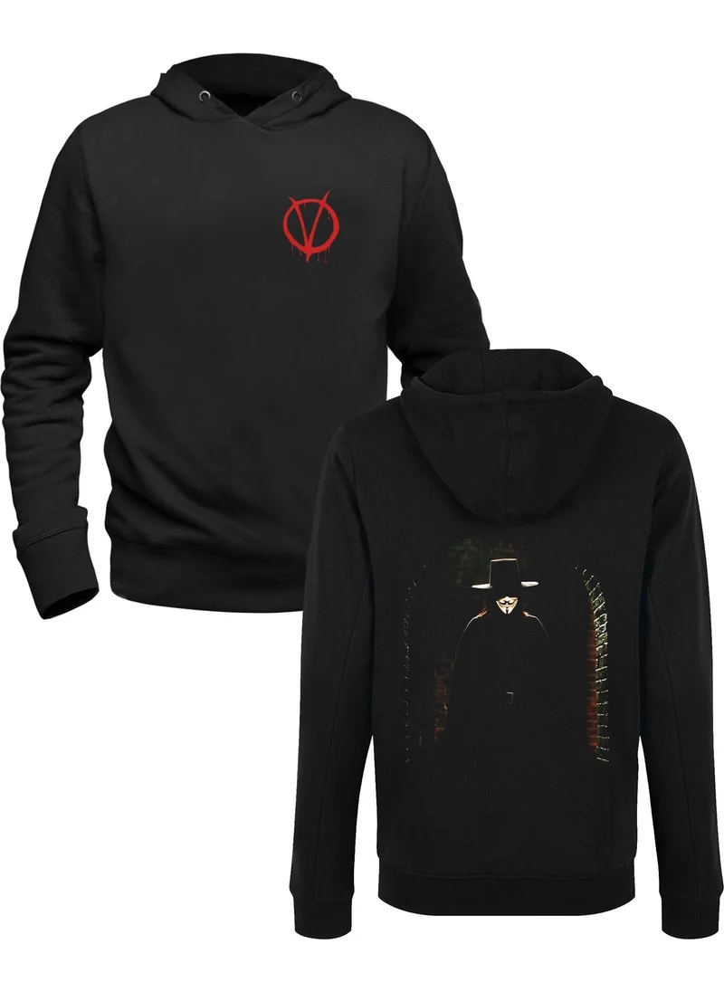 Alfa Tshirt V For Vendetta Illustrated Prints Black Front Back Printed Sweatshirt