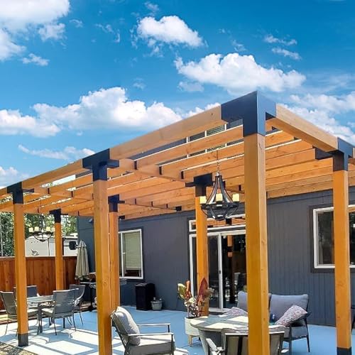 ORIGLE Pergola Brackets 4-Way Right Angle Corner Bracket DIY Elevated Wood Stand 2PACK with Screws for 4x4 (Actual: 3.5x3.5 Inch) Lumber Pergola Gazebo - Image 2