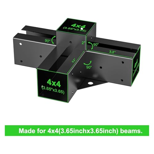ORIGLE Pergola Brackets 4-Way Right Angle Corner Bracket DIY Elevated Wood Stand 2PACK with Screws for 4x4 (Actual: 3.5x3.5 Inch) Lumber Pergola Gazebo - Image 4