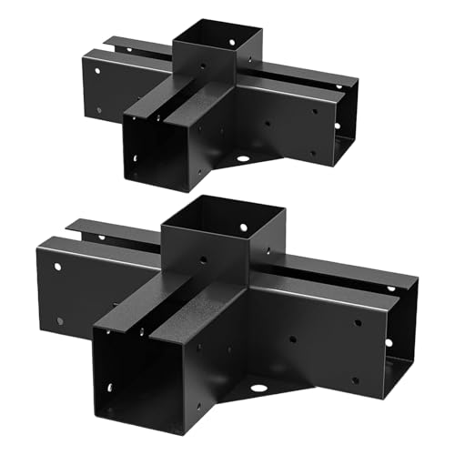ORIGLE Pergola Brackets 4-Way Right Angle Corner Bracket DIY Elevated Wood Stand 2PACK with Screws for 4x4 (Actual: 3.5x3.5 Inch) Lumber Pergola Gazebo - Image 1
