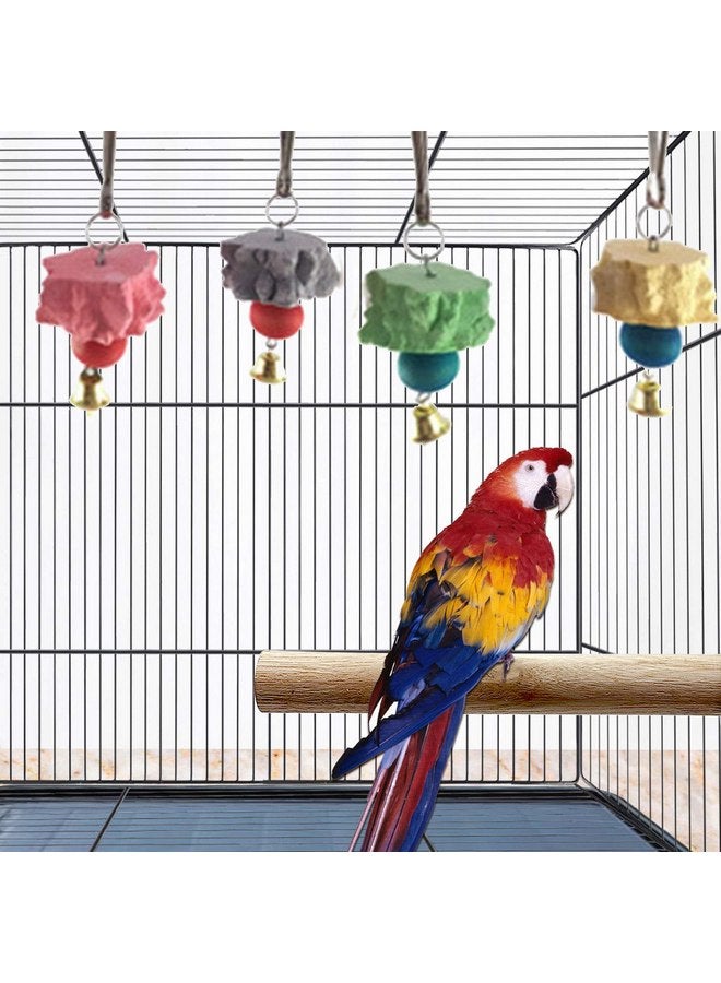 هامليدي منقار طائر طحن حجر الكالسيوم مع جرس، كتلة لافا معدنية للفئران لتقليم الأسنان ومضغ الألعاب لشينشيلا والأرنب والبادجي والكوكاتيل والببغاء 6 قطع (تسليم عشوائي للون) - Image 5