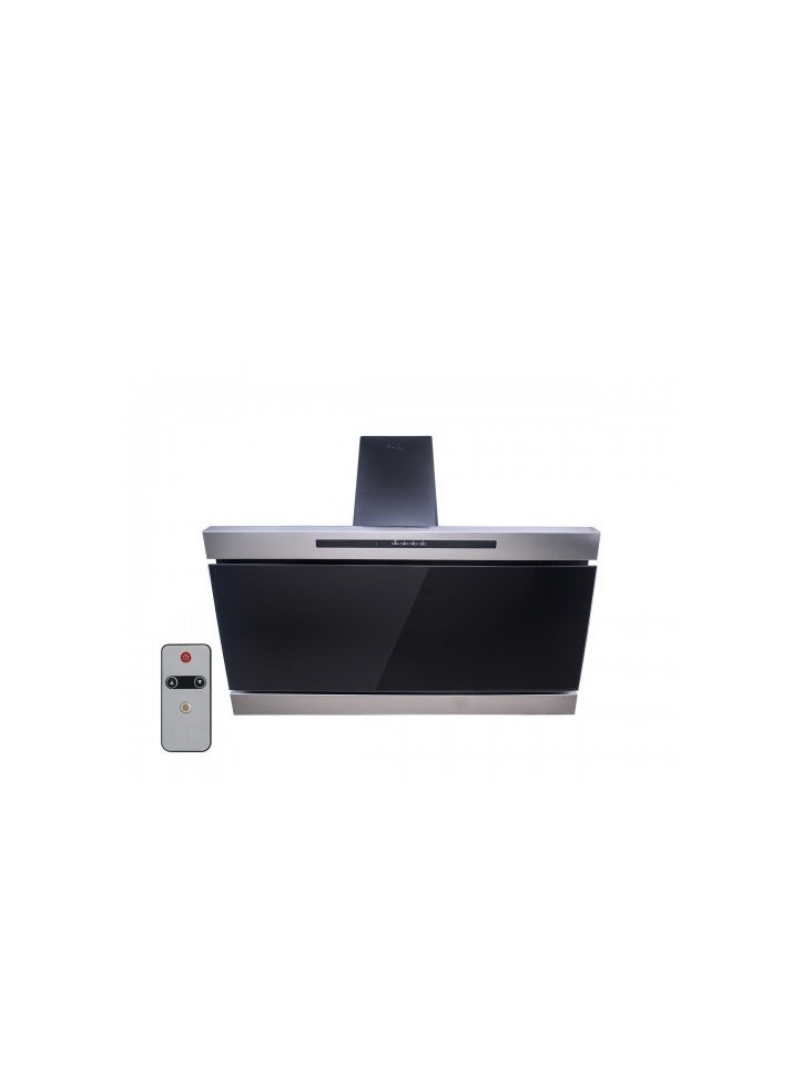 Purity Kitchen Cooker Hood, 90 cm Wall-Mount, 1000 m³/h Suction Power, 3-Speed Inclined Design, LED Lighting & Remote Control, Black ( Drain Glasso )  - Image 1
