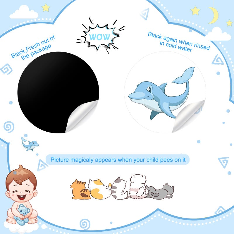 Geyee 24 Pcs Potty Training Stickers Potty You Pee on Toilet Reveal Stickers Chart Reusable Pee Stickers Color Changing Seat Toilet Targets for Boys Girls Kids Training Use(Animal) - Image 2