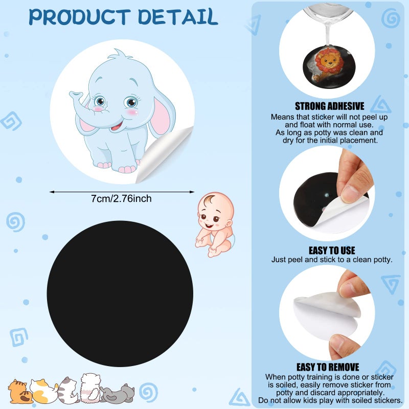Geyee 24 Pcs Potty Training Stickers Potty You Pee on Toilet Reveal Stickers Chart Reusable Pee Stickers Color Changing Seat Toilet Targets for Boys Girls Kids Training Use(Animal) - Image 3