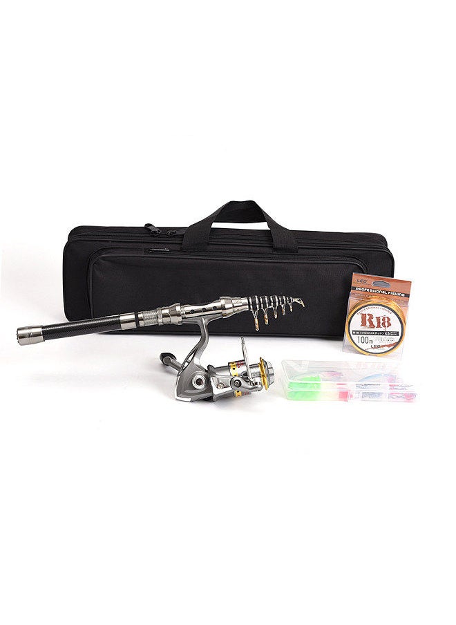 Telescopic Fishing Rod and Reel Combo Full Kit with 100M Fishing Line Lures Hooks Jig Head and Fishing Carrier Bag Case Fishing Accessories 1.5M