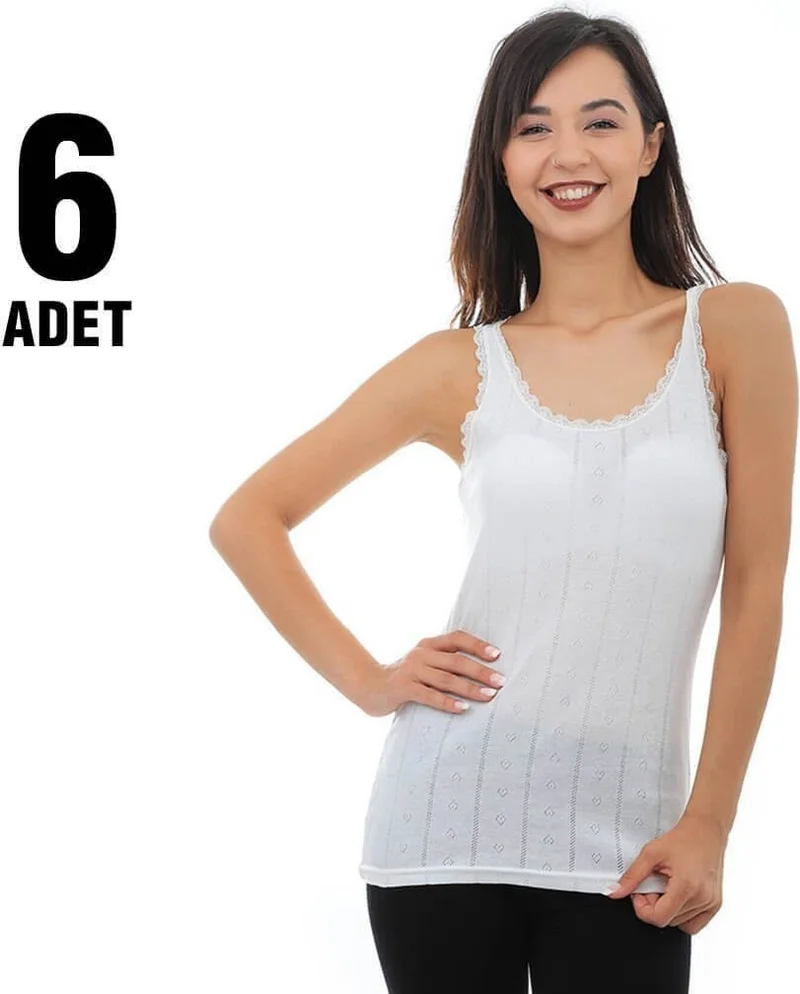 اوسكاسا Tutku Elastane Thick Strap Jacquard Women's Undershirt 6-Piece