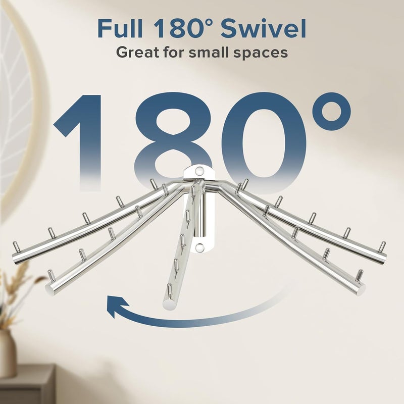 Alise Swing Clothes Hanger Rack,Garment Racks Wall Mount Clothes Bar-Hanger Holder Hooks Heavy Duty Folding Drying Rack Space Saving Clothing Hanging System Closet Storage Organizer,Chrome - Image 2