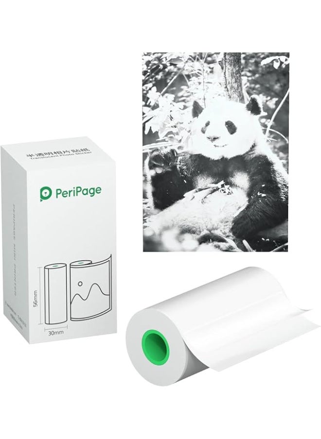 PeriPage 56x30mm (2inch) Translucent Thermal Paper (Self-Adhesive Plastic Paper) For A6, A6 HD, A9s MAX, A40 and Other 2inch Thermal Printers. (5yr Translucent Photo Sticker 1Roll in Box) - Image 1