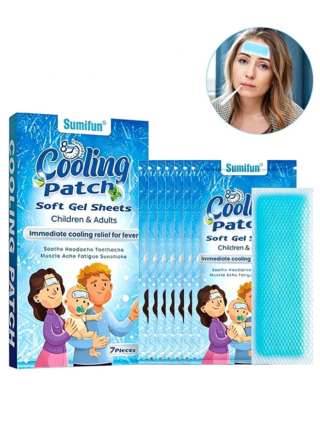 Sumifun Cooling Patch, Cooling Gel Forehead Strips, Self Adhesive Cool Patches, Portable Body Care Sticker For Adults And Kids, Summer Essentials, 7 Pack - Image 1