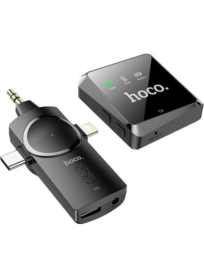 هوكو Hoco S31 - ميكروفون ستريم اللاسلكي (ميكروفون لاسلكي + ريسيفر ثلاثة في واحد) - أسود - Image 1