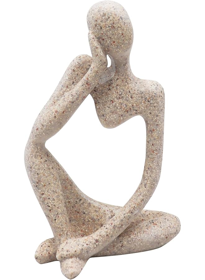 erorex Thinker Statues And Sculptures Sandstone Resin Thinker Statue Ornaments Abstract Style Sculptures Housewarming Gifts Housewarming Decorations Living Room Dining Desk Decorations Right Large - Image 1