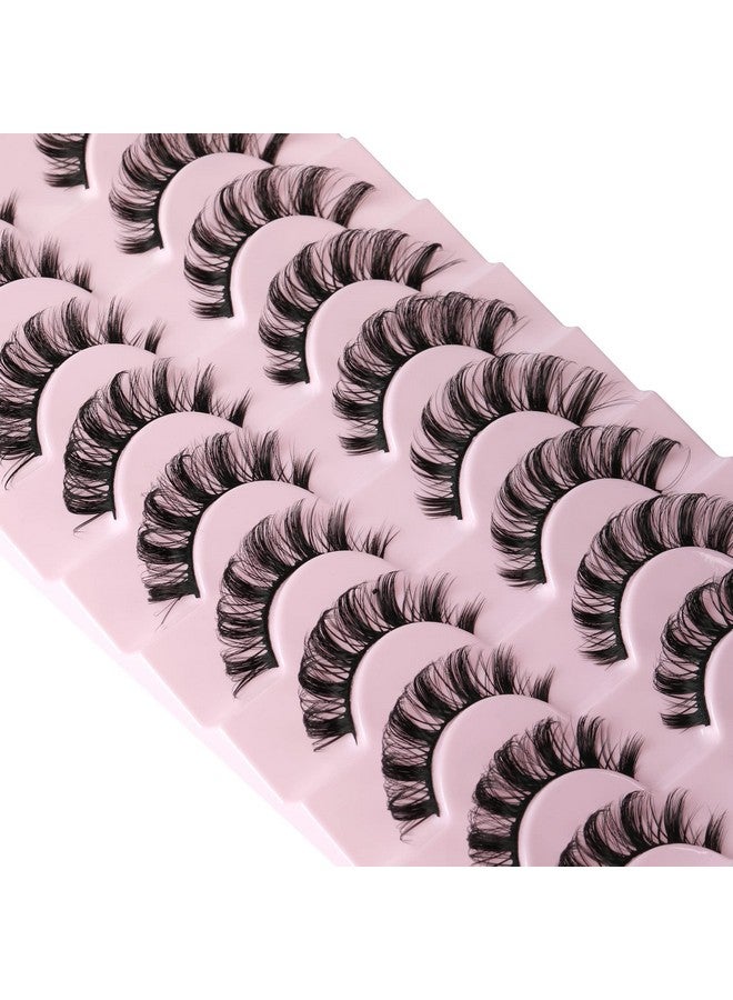 wiwoseo Eyelashes Russian Strip Lashes D Curly Eyelashes Russian Volume Natural Fluffy Wispy Lashes 15Mm Faux Mink Lashes 10 Pairs Pack - Image 1