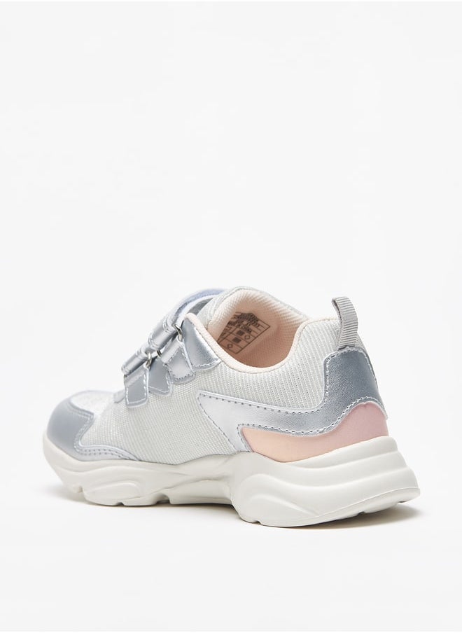 Flora Bella By Shoexpress - Girl's Glitter Detail Casual Sneakers Shoes With Hook And Loop Closure Ramadan Collection - Image 1