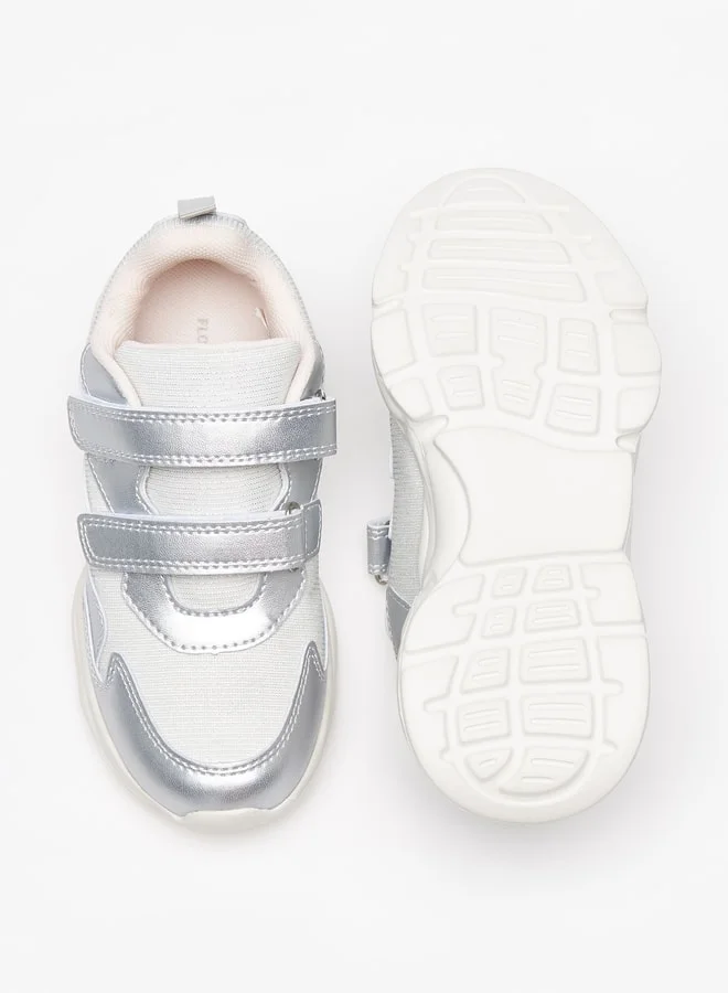 Flora Bella By Shoexpress Girl's Glitter Detail Casual Sneakers Shoes With Hook And Loop Closure Ramadan Collection