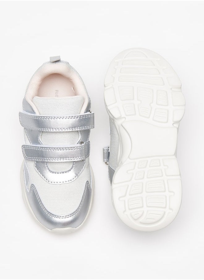 Flora Bella By Shoexpress - Girl's Glitter Detail Casual Sneakers Shoes With Hook And Loop Closure Ramadan Collection - Image 1