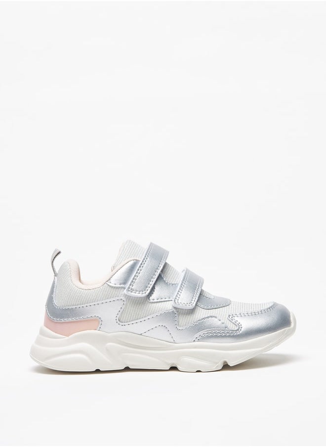 Flora Bella By Shoexpress - Girl's Glitter Detail Casual Sneakers Shoes With Hook And Loop Closure Ramadan Collection - Image 1