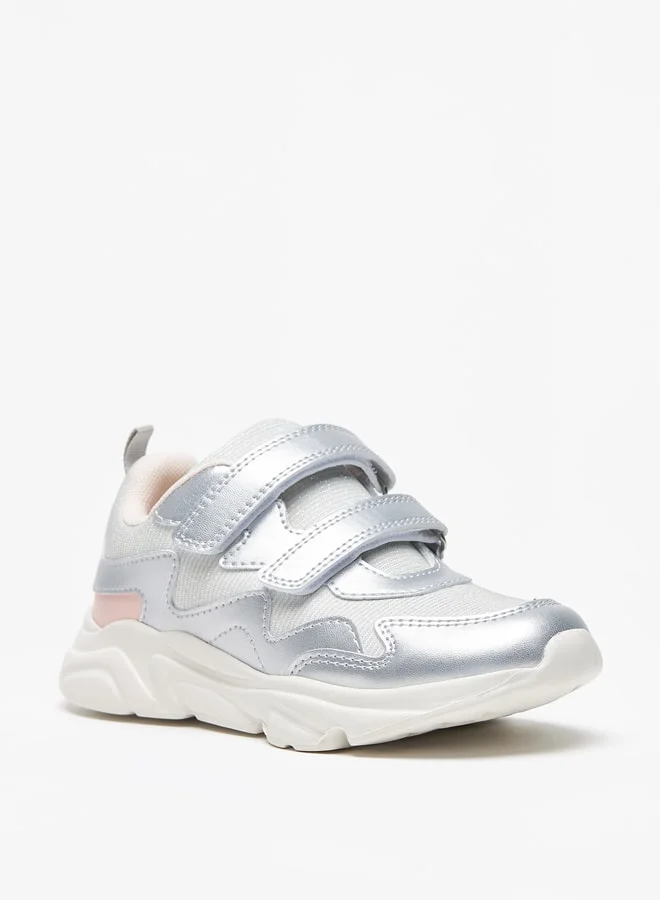 Flora Bella By Shoexpress Girl's Glitter Detail Casual Sneakers Shoes With Hook And Loop Closure Ramadan Collection