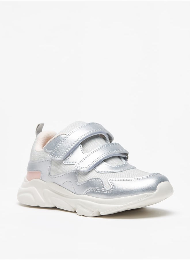 Flora Bella By Shoexpress - Girl's Glitter Detail Casual Sneakers Shoes With Hook And Loop Closure Ramadan Collection - Image 1