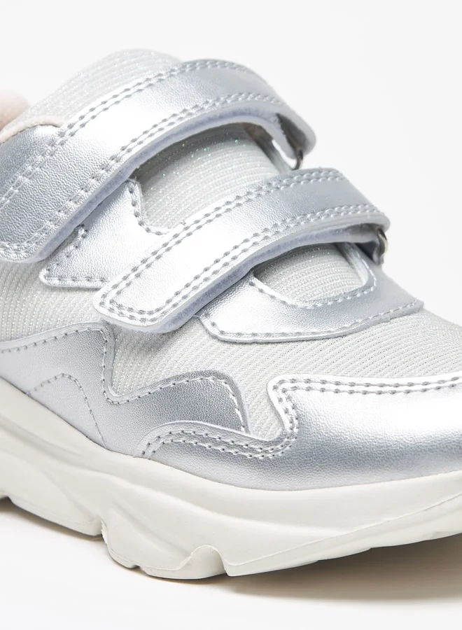 Flora Bella By Shoexpress Girl's Glitter Detail Casual Sneakers Shoes With Hook And Loop Closure Ramadan Collection