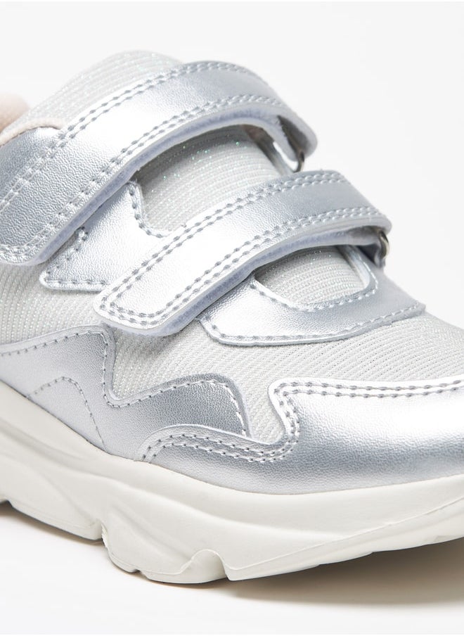 Flora Bella By Shoexpress - Girl's Glitter Detail Casual Sneakers Shoes With Hook And Loop Closure Ramadan Collection - Image 1