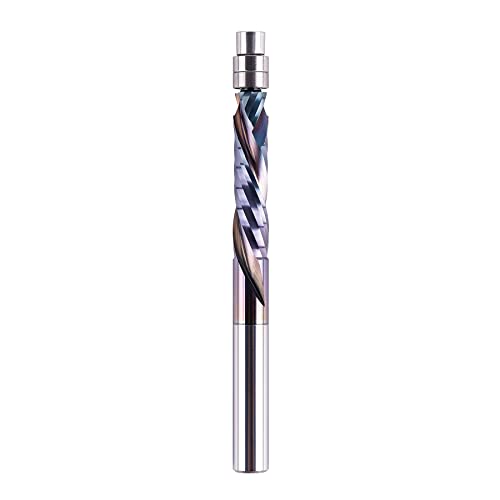 SpeTool Compression Flush Trim Router Bit 1/4 Shank, Up & Down Solid Carbide Pattern Template Router Bit 1-1/8 Inch Cutting Length with Bottom Bearing for Woodworking Trimming - Image 1