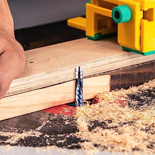 SpeTool Compression Flush Trim Router Bit 1/4 Shank, Up & Down Solid Carbide Pattern Template Router Bit 1-1/8 Inch Cutting Length with Bottom Bearing for Woodworking Trimming - Image 5
