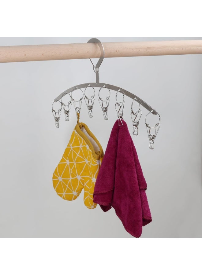 Clothes Hanger with 8 Clips, Stainless Steel Windproof Laundry Drying Rack for Drying Socks, Bras, Underwears, Baby Clothes, Hats, Scarfs, Towels, Diapers,Pants and Gloves, Set of 3 (Gold) - Image 5