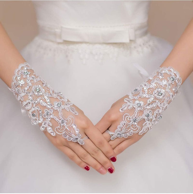 Cute critters Bridal Wedding Lace Satin gloves (WA) - Image 3