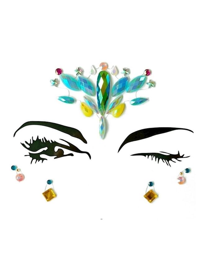 NIBEMINENT Rhinestone Temporary Face Tattoo Multicolour