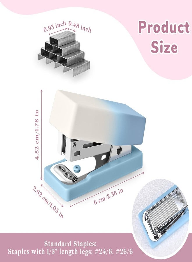 Temiary 2 Pcs Mini Desktop Stapler with Staples Standard, Small Cute Stapler for Desk, 12 Sheets Capacity, Gradient Staplers for Student or Office Use (Blue & Purple) - Image 2