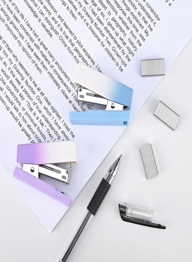 Temiary 2 Pcs Mini Desktop Stapler with Staples Standard, Small Cute Stapler for Desk, 12 Sheets Capacity, Gradient Staplers for Student or Office Use (Blue & Purple) - Image 4