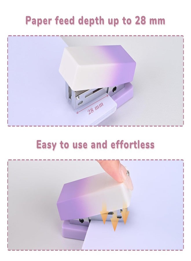 Temiary 2 Pcs Mini Desktop Stapler with Staples Standard, Small Cute Stapler for Desk, 12 Sheets Capacity, Gradient Staplers for Student or Office Use (Blue & Purple) - Image 3