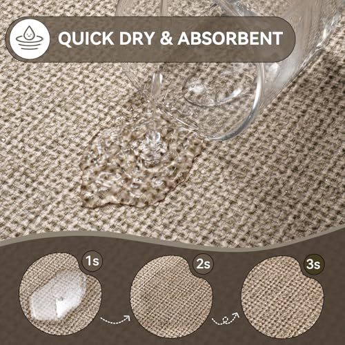 YDKGL Bathroom Rugs Mat 20x31, Ultra Thin Non Slip Bath Mats for Bathtub Quick Dry Absorbent Rubber Bathroom Mat Fit Under Door, Washable Half Round Bath Rugs, Beige Brown - Image 5