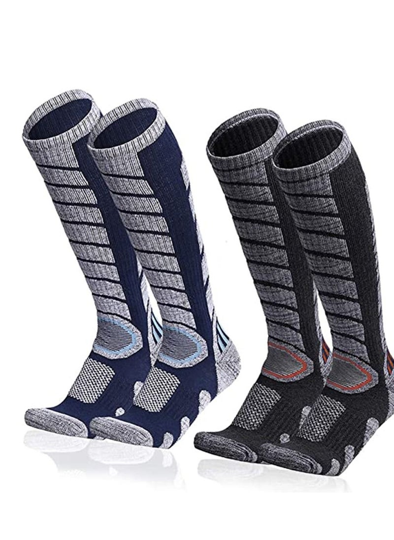 SYOSI 2Pairs Knee High Compression Socks Sports Comfortable Socks Fit Athletic Ski Socks, Snowboarding Socks, Skiing Calf Socks, Winter Long Socks for Women Men Sport Running Travel  - Image 1