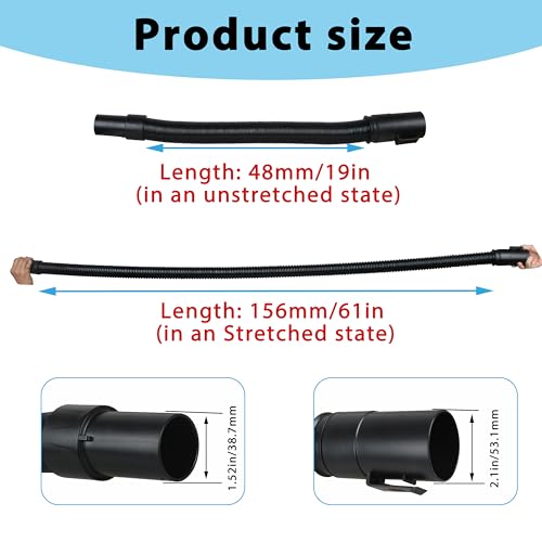 Cawla DXVA19-2600 Vacuum Flex Hose 1 7/8" Fits for DEWALT Wet Dry Vac DXV04T DXV05P DXV05S DXV06G DXV08S(1Pcs Flexible expanding hose） - Image 3
