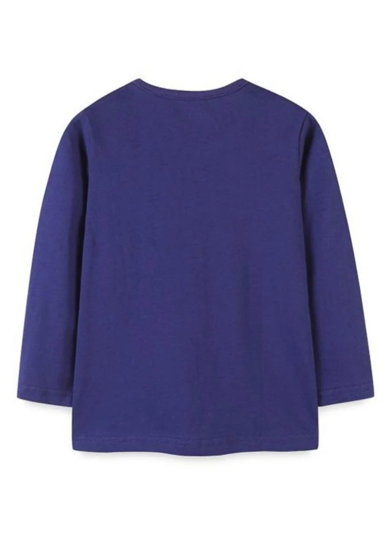 يونيكي Navy Blue Graphic Printed Round Neck T-shirt