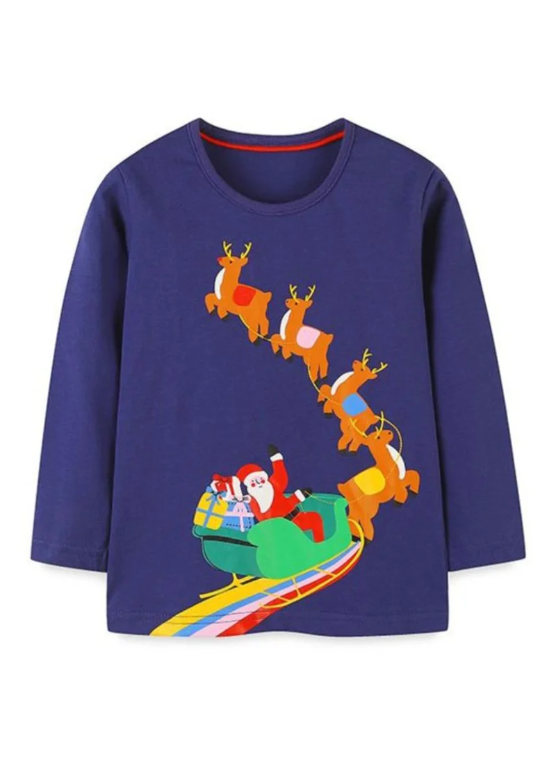 YUNIQEE Navy Blue Graphic Printed Round Neck T-shirt