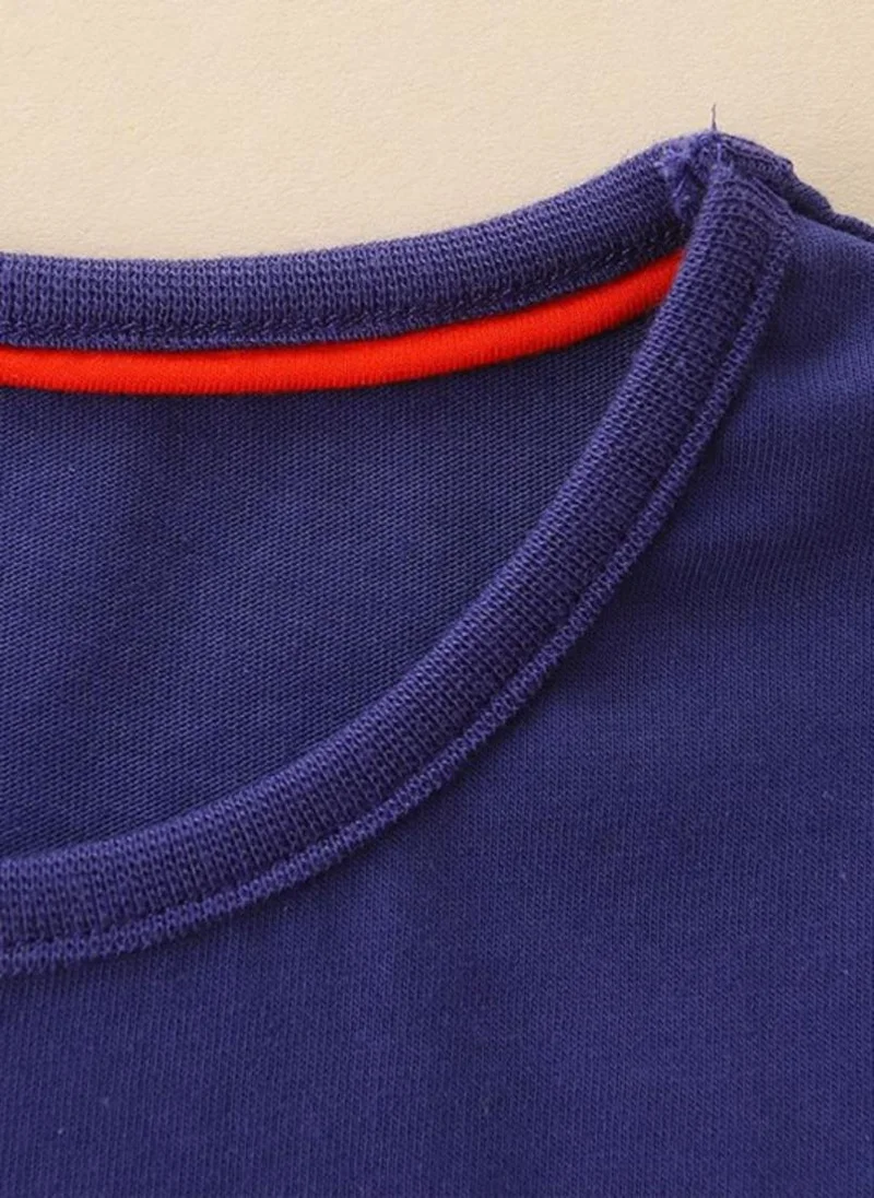 YUNIQEE Navy Blue Graphic Printed Round Neck T-shirt