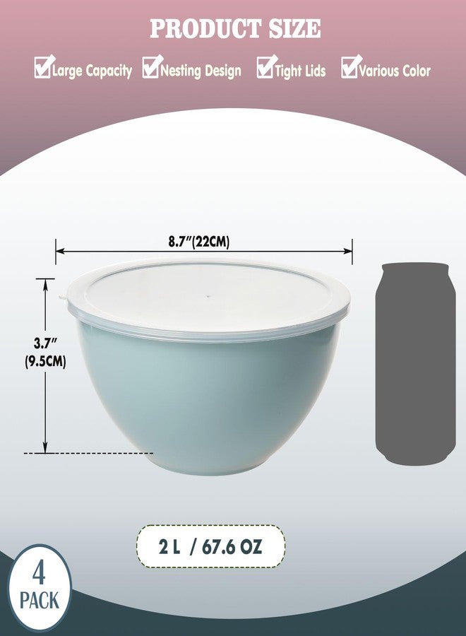 Greentainer 4-Piece Plastic Mixing Bowl Set with Lids for Kitchen, 67oz Lightweight Storage Bowls, Large Salad Bowls for Baking, Prepping, Cooking and Serving Food, Dishwasher & Microwave Safe - Image 2