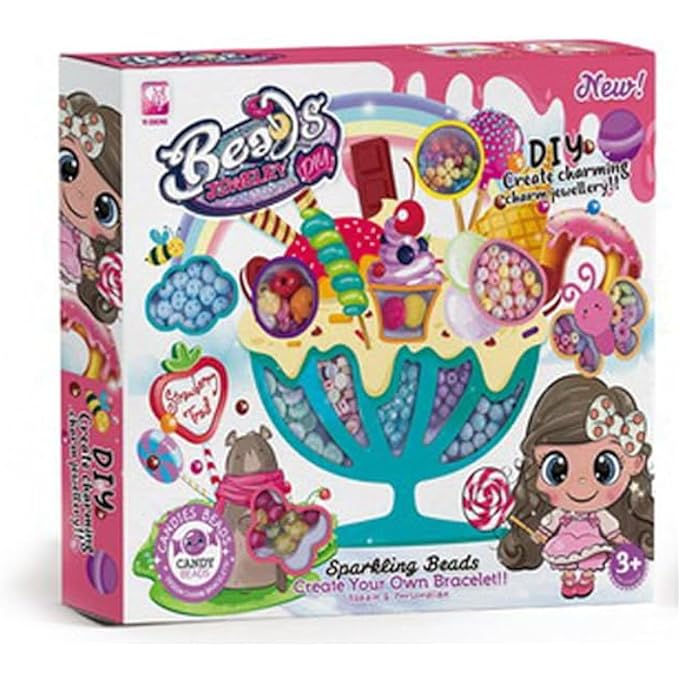 بيبي 2 في 1 حلوى البوب الخرز مجموعة للأطفال ، DIY المجوهرات وسم كيت أزياء المرح للقلادة ، الأقراط ، خواتم وسوار ، colouful فن الاطفال الحرف اليدوية المرح الهدايا اللعب ل 3 4 5 6 7 8 سنوات فتاة