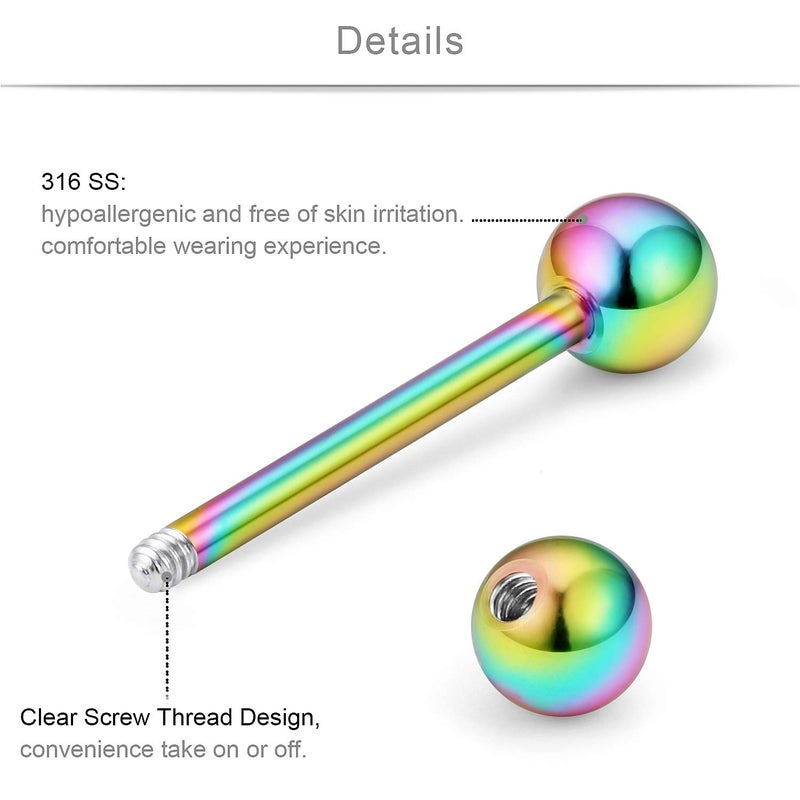 SCERRING خواتم أنف SCERRING 14G أكريليك بيوفليكس مرنة من الفولاذ المقاوم للصدأ حلقة لسان خواتم أنف باربل مجوهرات ثقب الجسم حافظة للنساء والرجال 14 مم 48 قطعة - Image 2